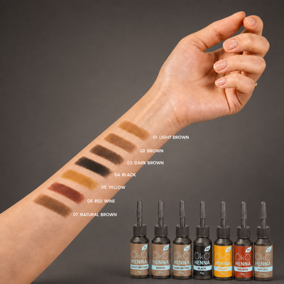 OKO Henna para Sobrancelhas 01 Light Brown — paleta de cores da gama Power Powder