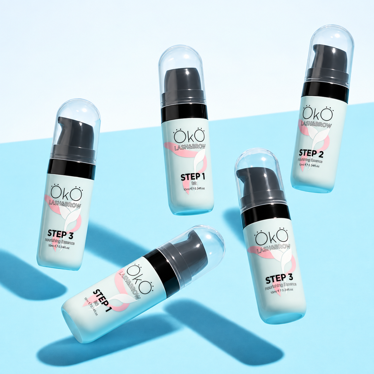 OKO Individuais Lash&Brow 10ml — apresentação do conjunto de laminação em fotografia melhorada para ecommerce
