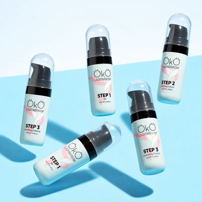 OKO Individuais Lash&Brow 10ml — apresentação do conjunto de laminação em fotografia melhorada para ecommerce