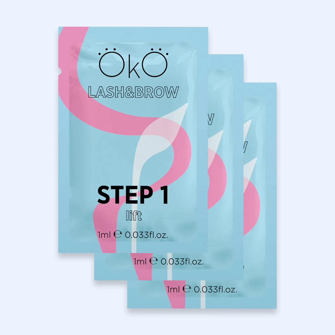 OKO Individuais Lash&Brow x5 Sachet — conjunto das saquetas dos três passos