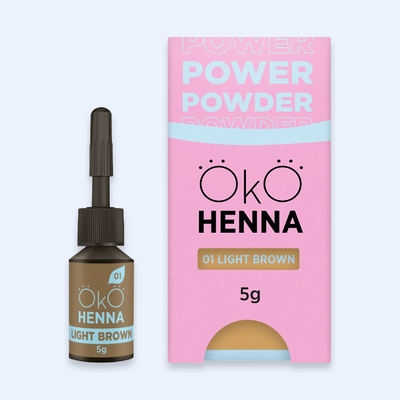 OKO Kit Henna Power Powder — frasco da cor 01 Light Brown