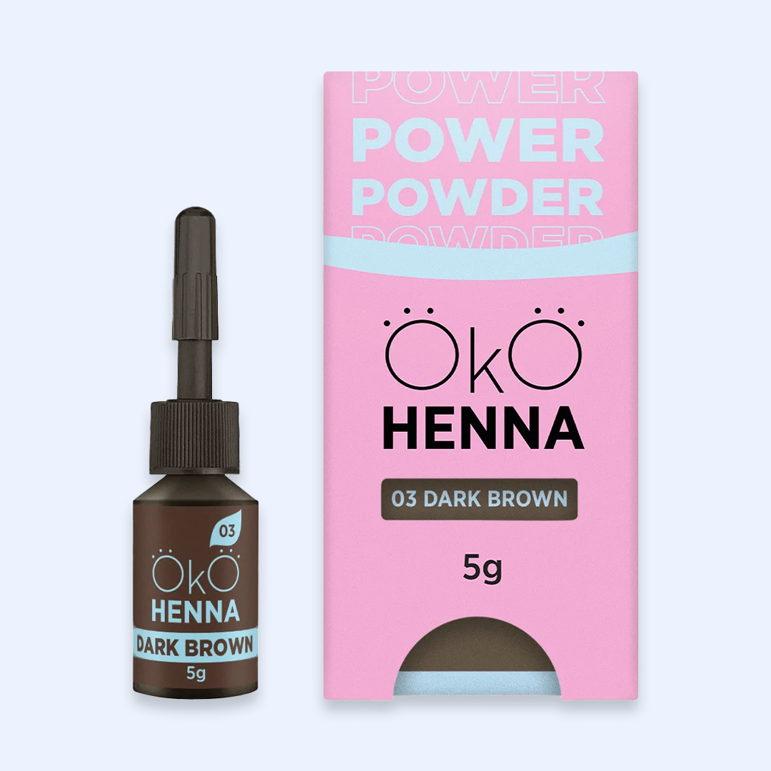 OKO Kit Henna Power Powder — frasco da cor 03 Dark Brown