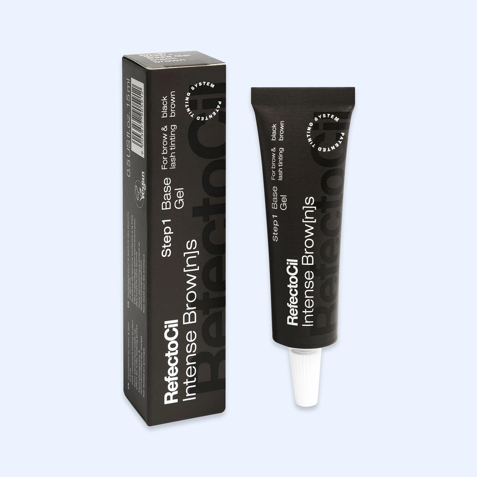 RefectoCil Gel Base Black Brown Intense Browns — tubo e caixa da cor Black Brown; SKU 05035