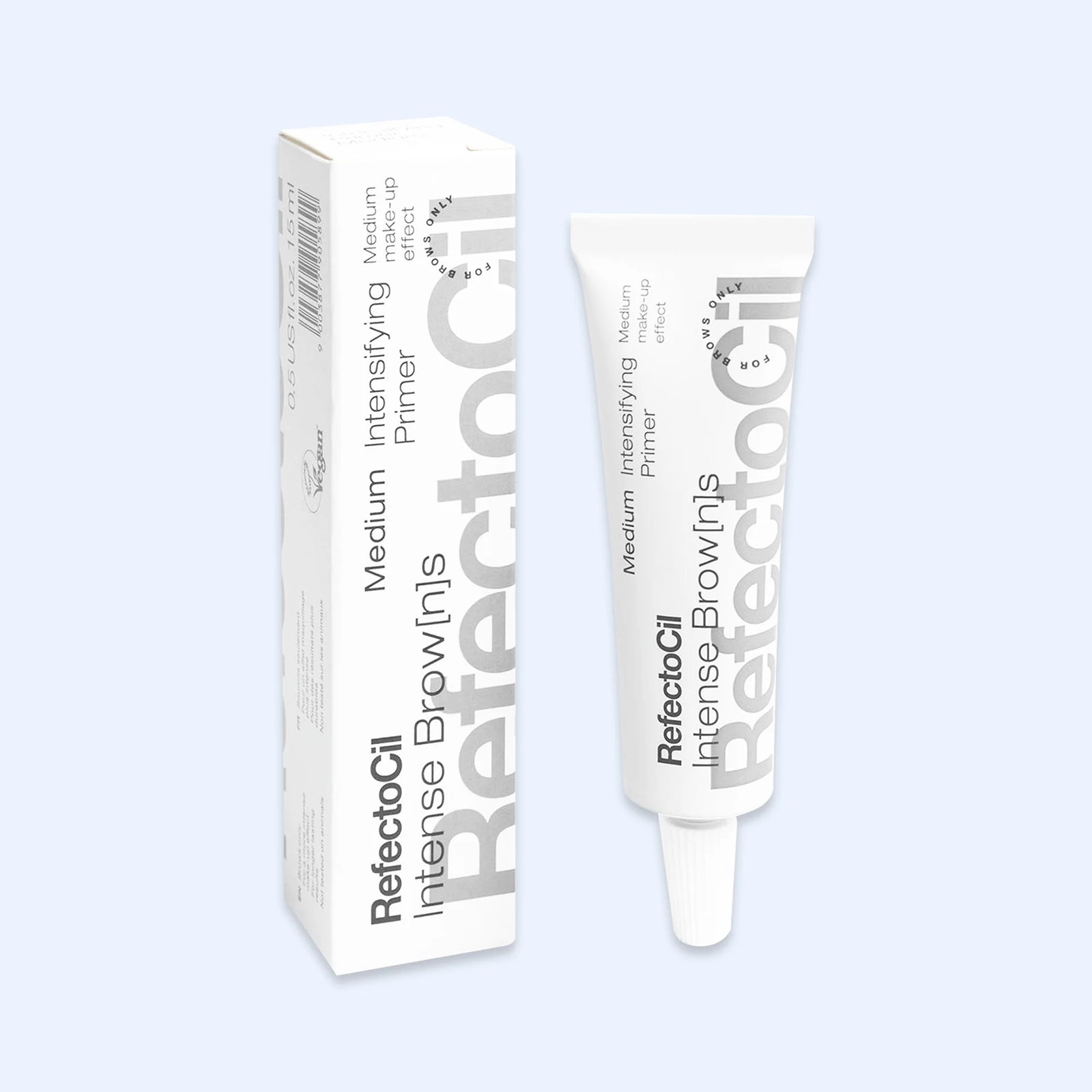 RefectoCil Primer Intensificador Medium Intense Browns — tubo e caixa do primer Medium; SKU PROD.69