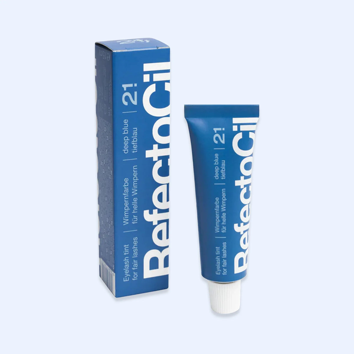 RefectoCil Tinta Nº 2,1 Deep Blue — tubo e caixa na cor Deep Blue; SKU 057212