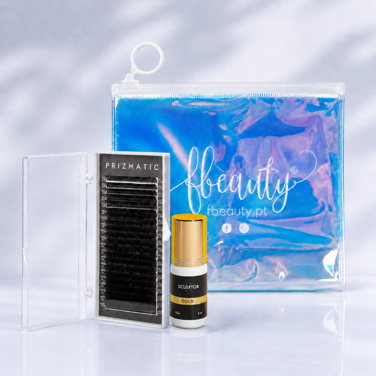 Kit Sculptor Lash Essential com bolsa FBeauty, pestanas Prizmatic e cola Gold — variante 1