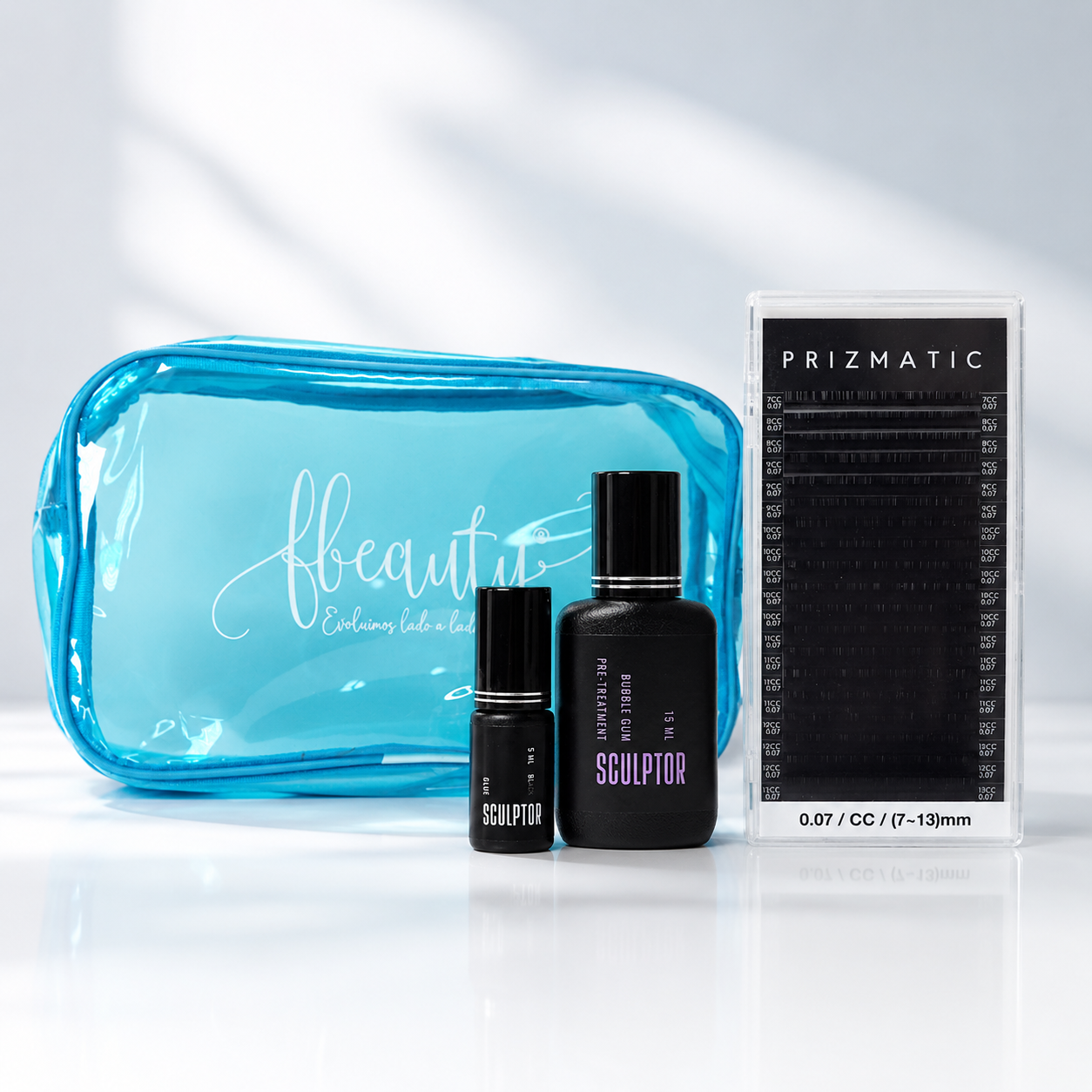 Kit Sculptor Lash Pro com bolsa, pestanas Prizmatic e produtos de preparação — variante 1 curvatura CC
