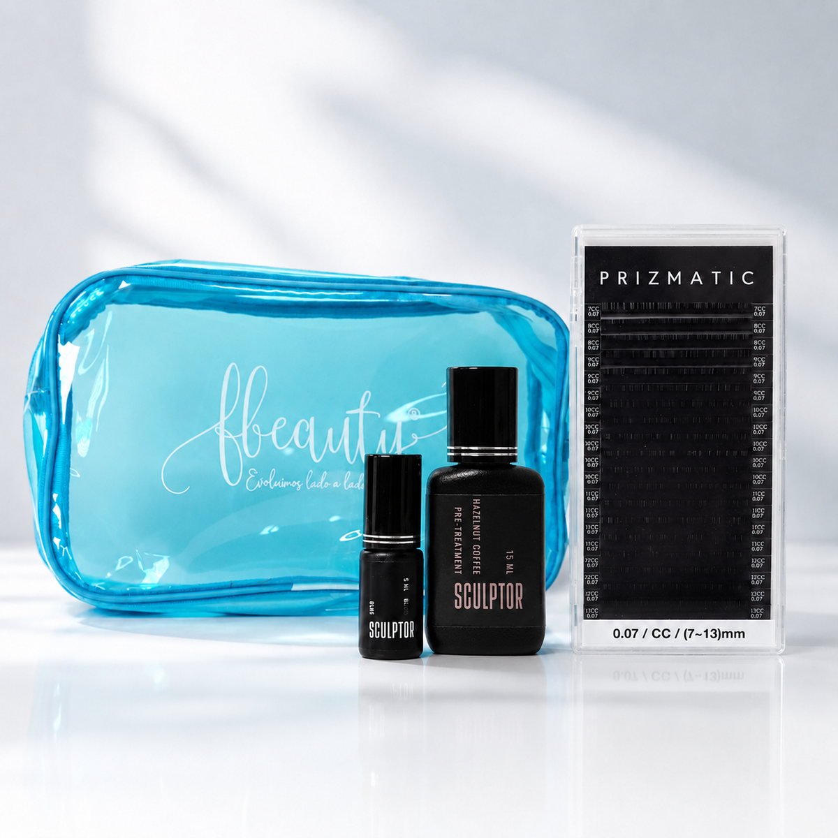 Kit Sculptor Lash Pro com bolsa, pestanas Prizmatic e produtos de preparação — variante 2 curvatura CC