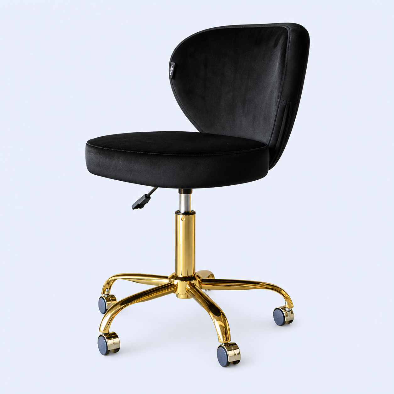 Shell Chair FB Comfy preta com base dourada