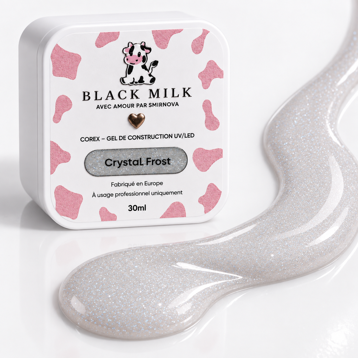 Gel Construtor Corex Crystal Frost Black Milk, detalhe do produto