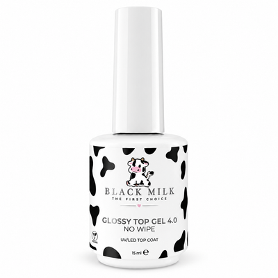 Glossy Top Gel 4.0 No Wipe Black Milk, embalagem