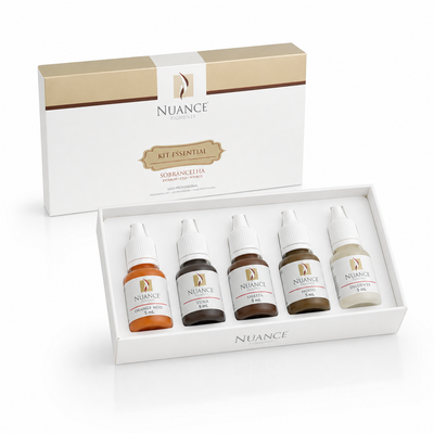 Kit Nuance Essential Sobrancelhas Linha Orgânica - caixa e pigmentos