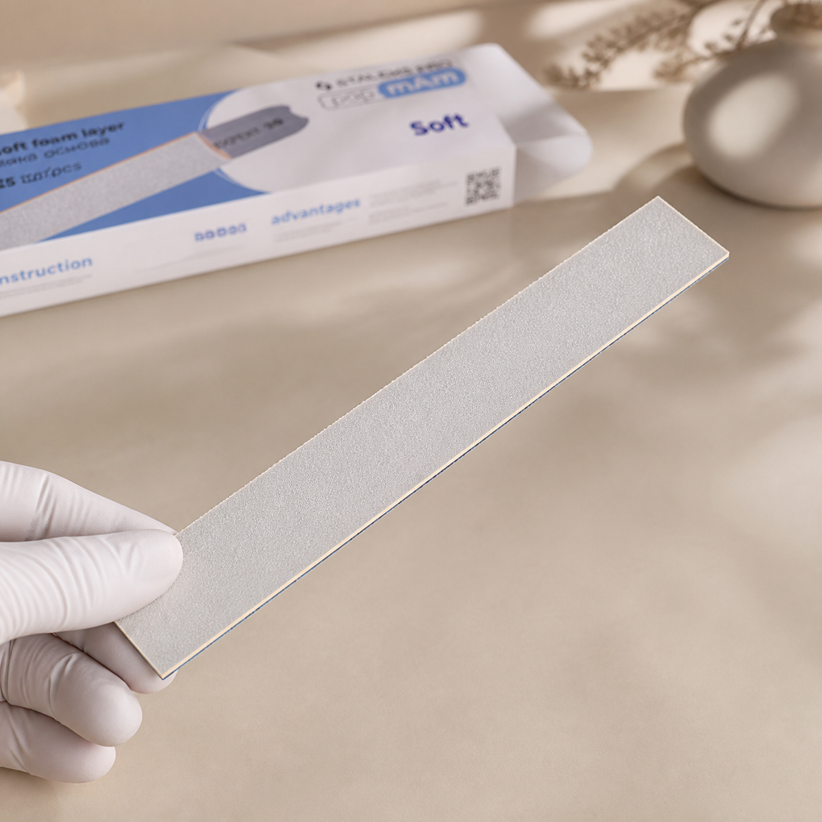Lixa Descartável papmAm Staleks Soft (espuma macia) EXPERT 20 Staleks — apresentação profissional do produto; SKU DFCE-20-100/25W / DFCE-20-150/25W / DFCE-20-180/25W / DFCE-20-240/25W