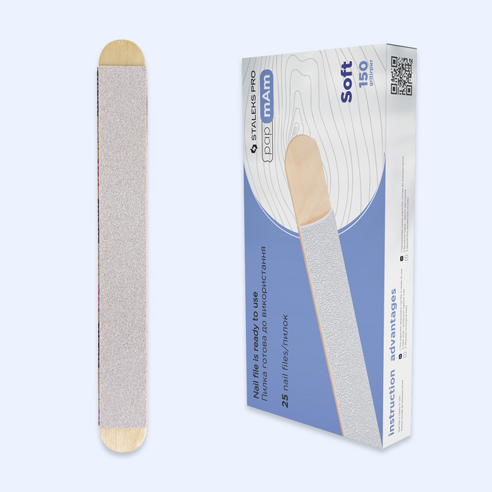 Conjunto Lixa + Base Descartável papmAm Staleks Soft (espuma macia) EXPERT 20 Staleks — detalhe técnico do produto; SKU DWCE-20-100/25W / DWCE-20-150/25W / DWCE-20-240/25W