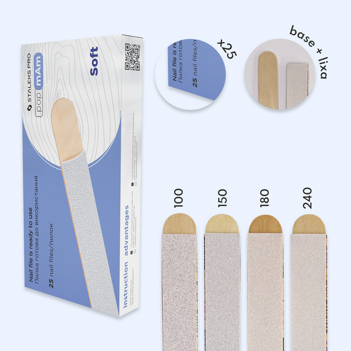 Conjunto Lixa + Base Descartável papmAm Staleks Soft (espuma macia) EXPERT 20 Staleks — vista principal do produto; SKU DWCE-20-100/25W / DWCE-20-150/25W / DWCE-20-240/25W