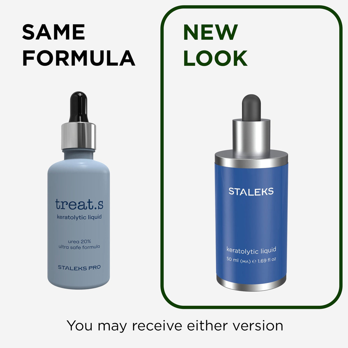 Tratamento Queratolítico Staleks treat.s 50 ml Staleks — informação oficial sobre mudança de embalagem; SKU KT-50