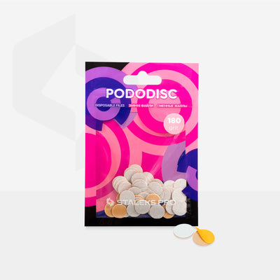 Limas Descartáveis 180 grit para PODODISC XS EXPERT 10 mm Staleks — embalagem ou vista oficial complementar; SKU PDF-10-180w