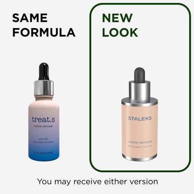 Removedor de cutículas Staleks treat.s 30 ml Staleks — informação oficial sobre mudança de embalagem; SKU RT-30