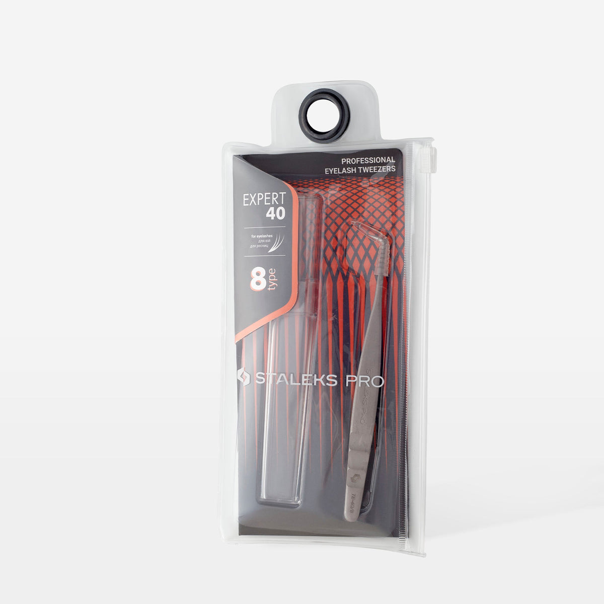 Pinça para Extensão de Pestanas EXPERT 40 TYPE 8 Staleks — embalagem ou vista oficial complementar; SKU TE-40/8